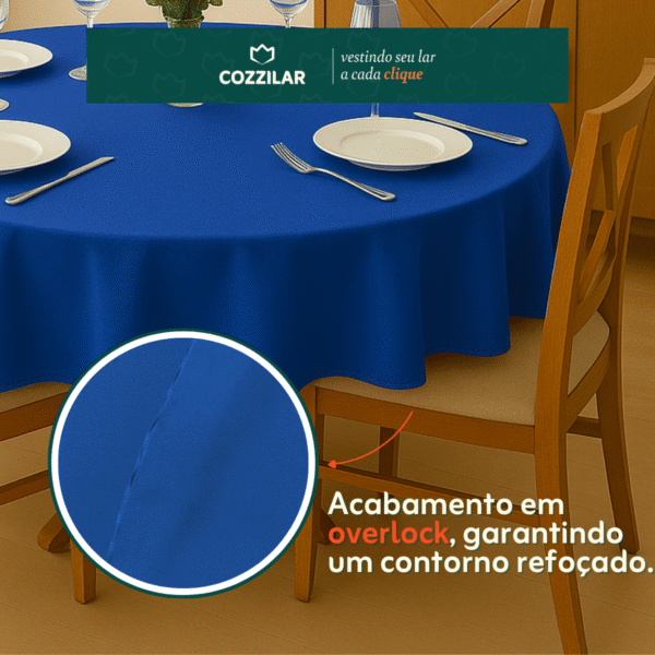 Toalha de Mesa Redonda 1,40 x 1,40 - Azul - Imagem 2
