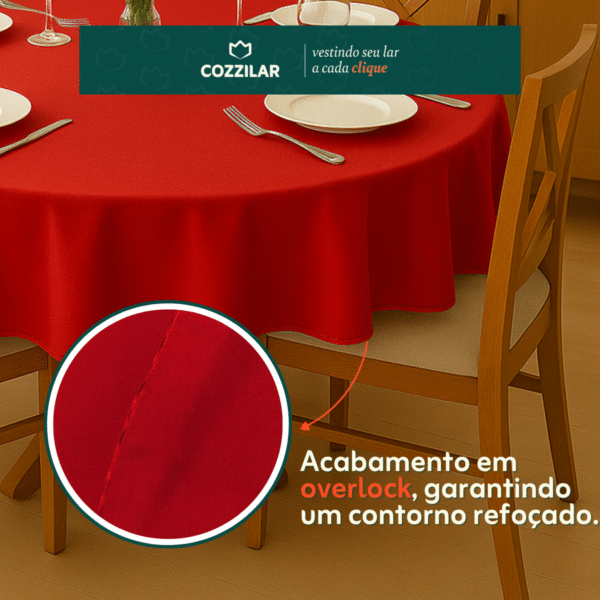 2 Toalhas de Mesa Redonda 1,40 x 1,40 - Vermelho - Imagem 3