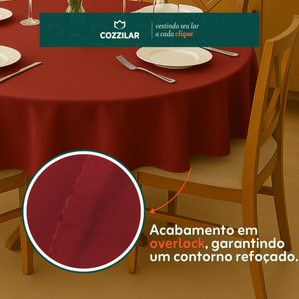 2 Toalhas de Mesa Redonda 1,40 x 1,40 - Vinho - Imagem 3