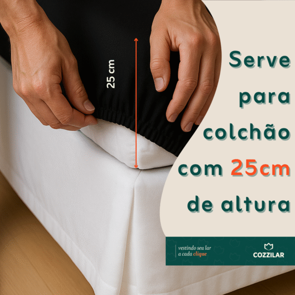 Jogo de Lençol Solteiro 2 Pçs - Preto - Imagem 3