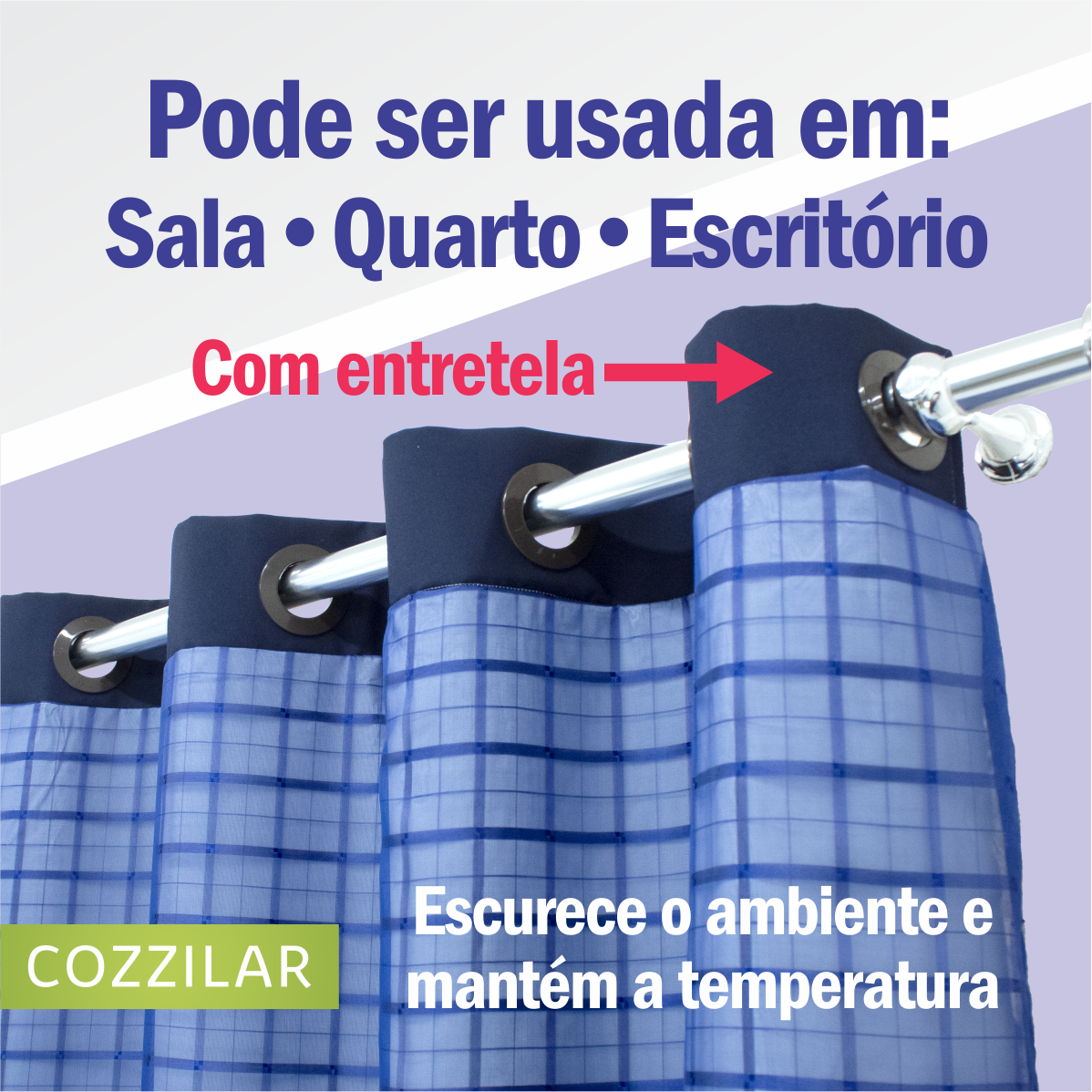 Cortina Blackout Com Voil Xadrez 2,80 x 2,40 - Marrom - Cozzilar