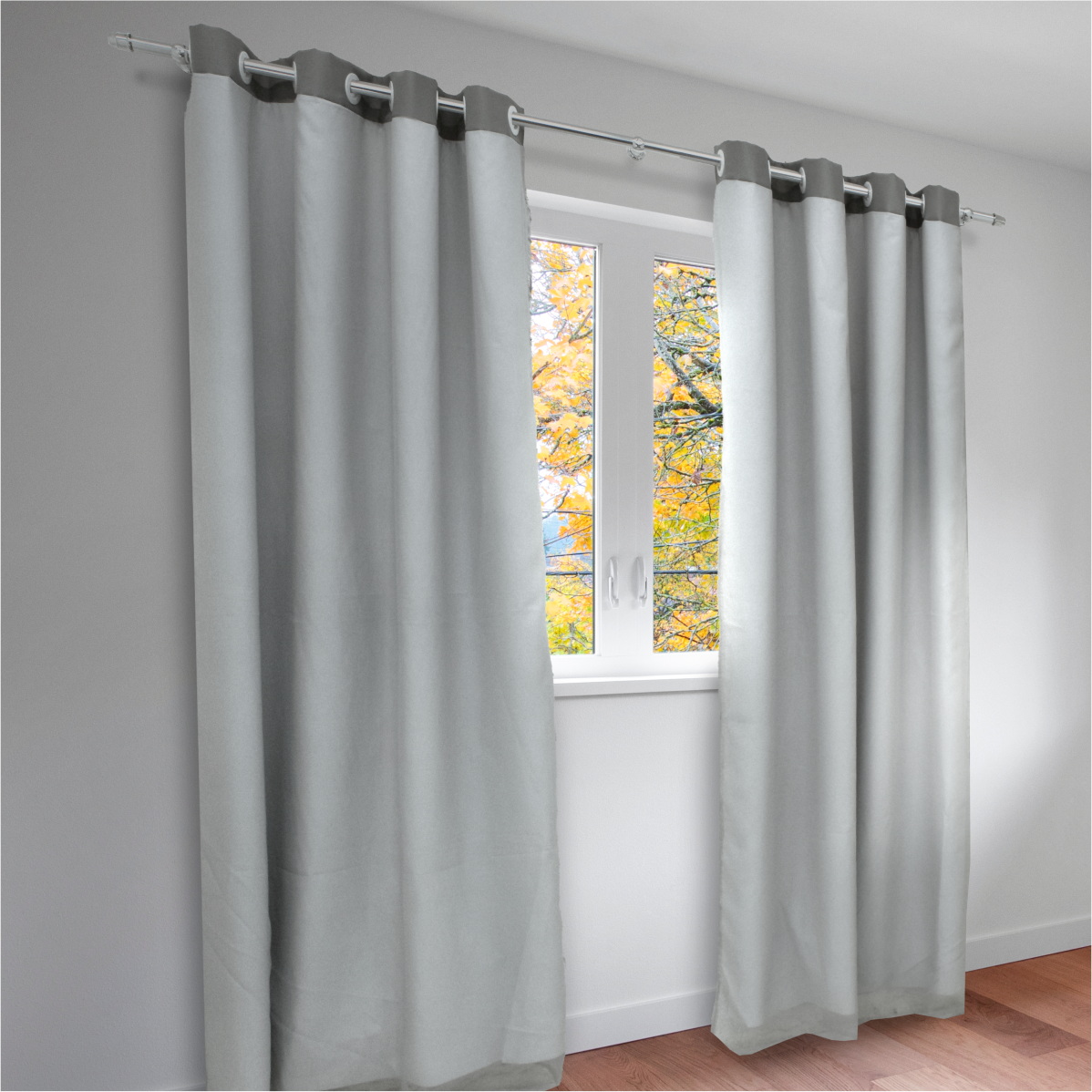 Cortina Blackout Cinza com Voil Xadrez Corta Luz 100% 2,80m x 1