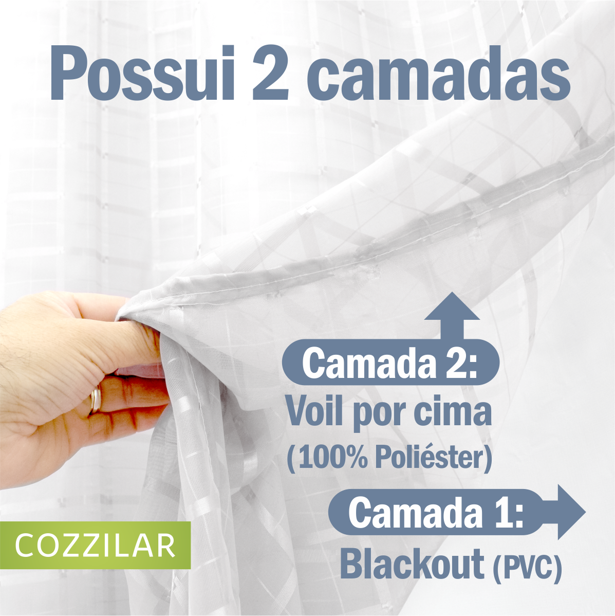 Cortina Blackout Com Voil Xadrez 2,80 x 2,40 - Marrom - Cozzilar