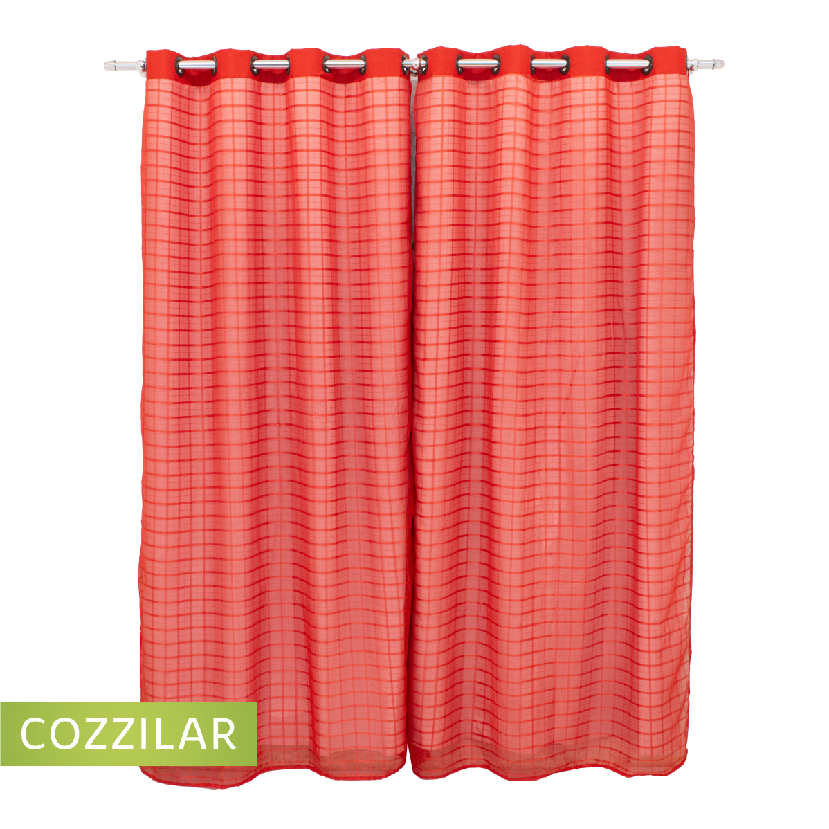 Cortina Blackout Com Voil Xadrez 2,80 x 2,40 - Marrom - Cozzilar