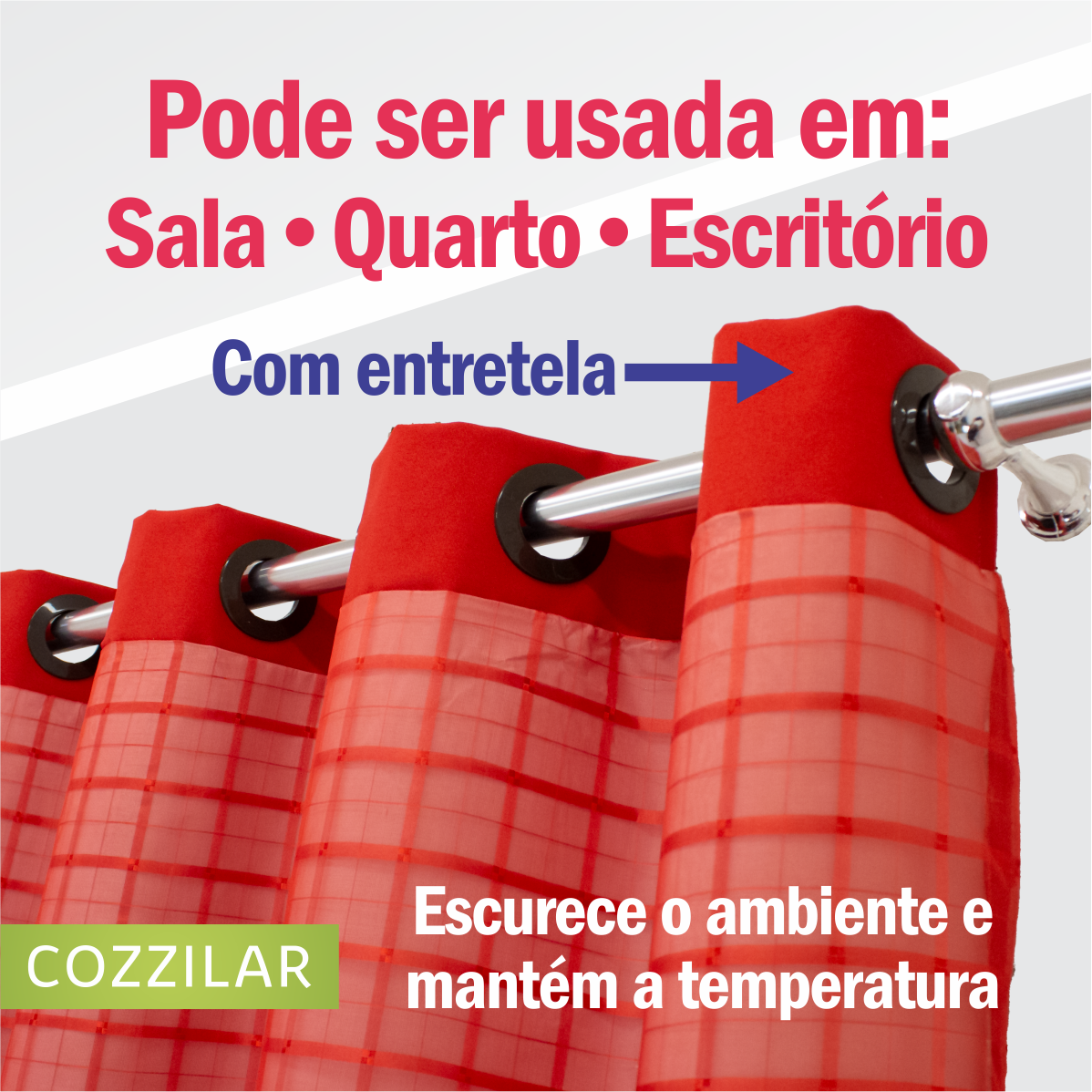 Cortina Blackout Com Voil Xadrez 2,80 x 2,40 - Marrom - Cozzilar