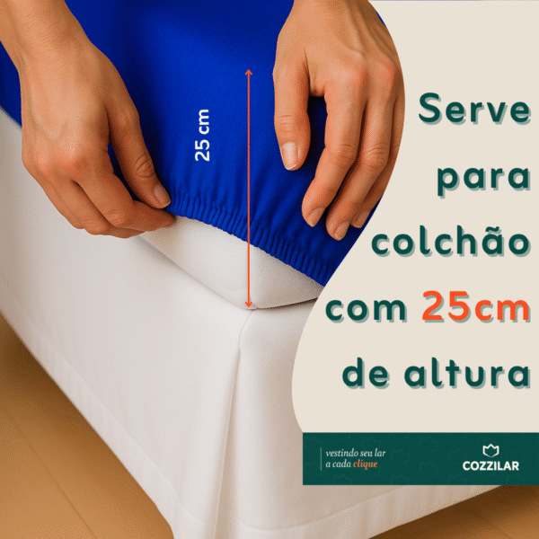 Jogo de Lençol Casal 3 Pçs - Azul Bic - Imagem 3