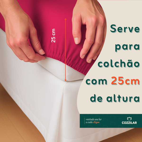 Jogo de Lençol Queen  3 Pçs – Vermelho - Imagem 3
