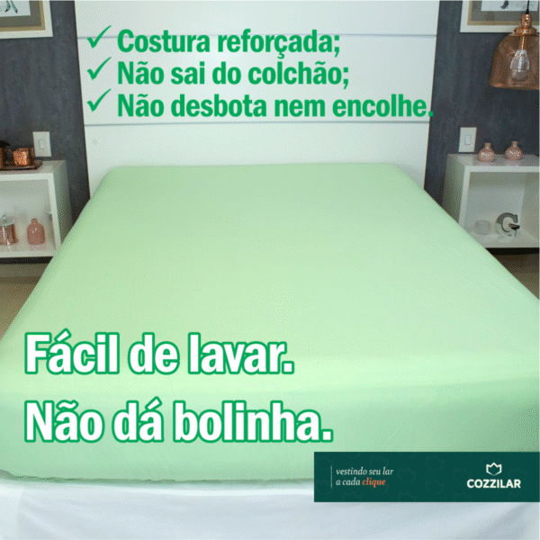 Lençol Casal Malha Avulso Com Elástico - Verde Bebê - Imagem 2