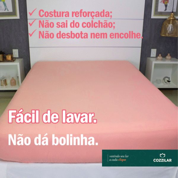Lençol Casal Malha Avulso Com Elástico - Salmão - Imagem 2