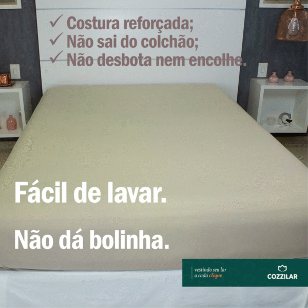Lençol Casal Malha Avulso Com Elástico - Bege - Imagem 3
