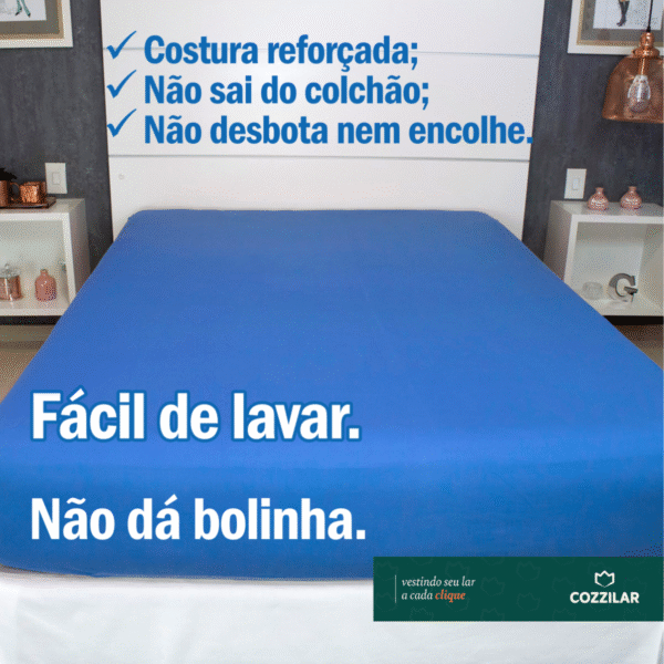 Lençol Solteiro Malha Avulso Com Elástico - Azul Bic - Imagem 3