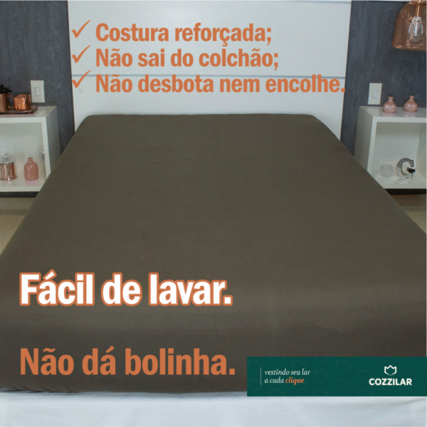 Lençol Casal Malha Avulso Com Elástico - Marrom - Imagem 2
