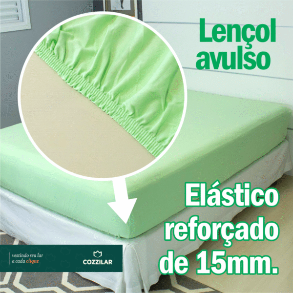 Lençol Casal Malha Avulso Com Elástico - Verde Bebê - Imagem 3