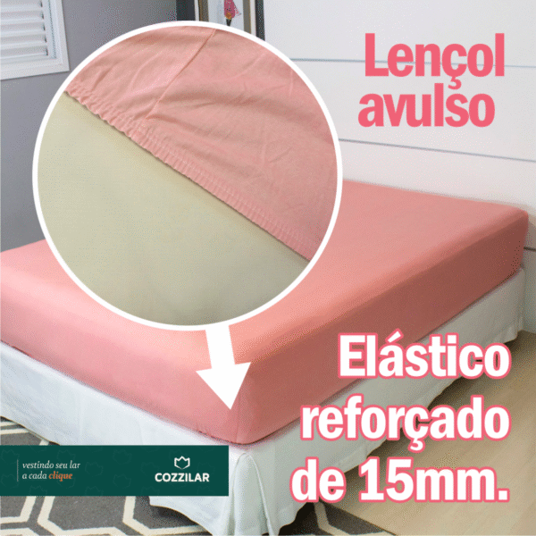 Lençol Casal Malha Avulso Com Elástico - Salmão - Imagem 3