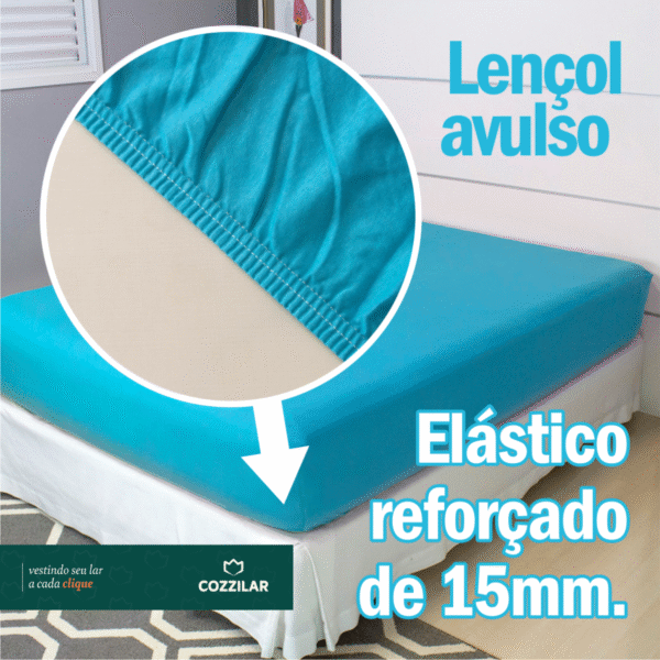 Lençol Solteiro Malha Avulso Com Elástico - Azul Artico - Imagem 2