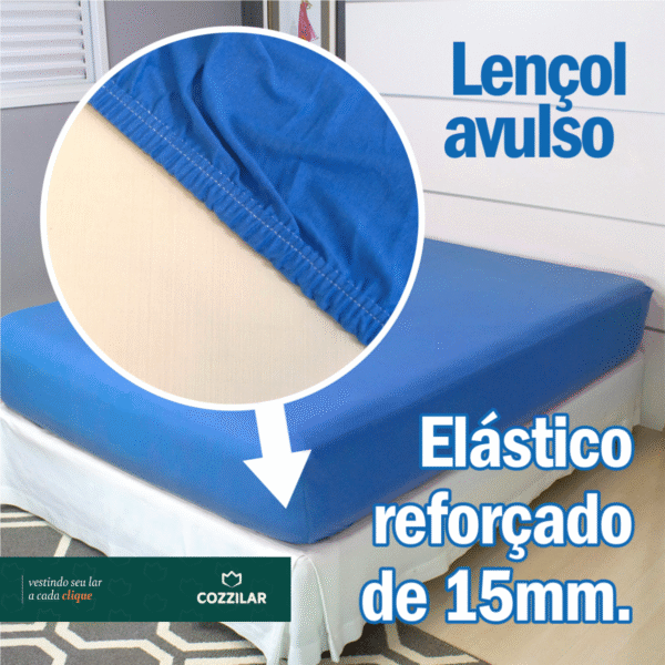 Lençol Solteiro Malha Avulso Com Elástico - Azul Bic - Imagem 2