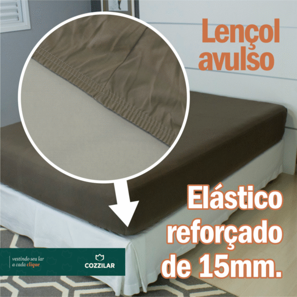 Lençol Casal Malha Avulso Com Elástico - Marrom - Imagem 3