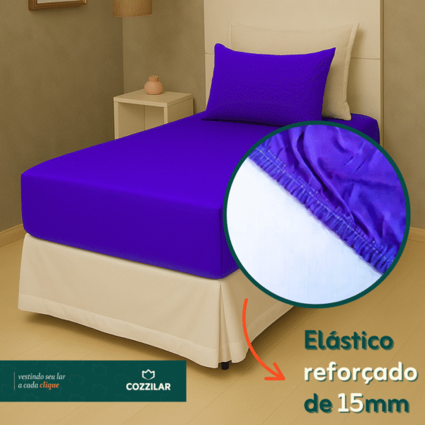 Jogo de Lençol Solteiro 2 Pçs - Azul Bic - Imagem 2