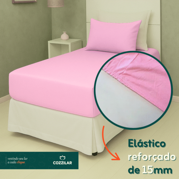 Jogo de Lençol Solteiro 2 Pçs - Rosa - Imagem 2