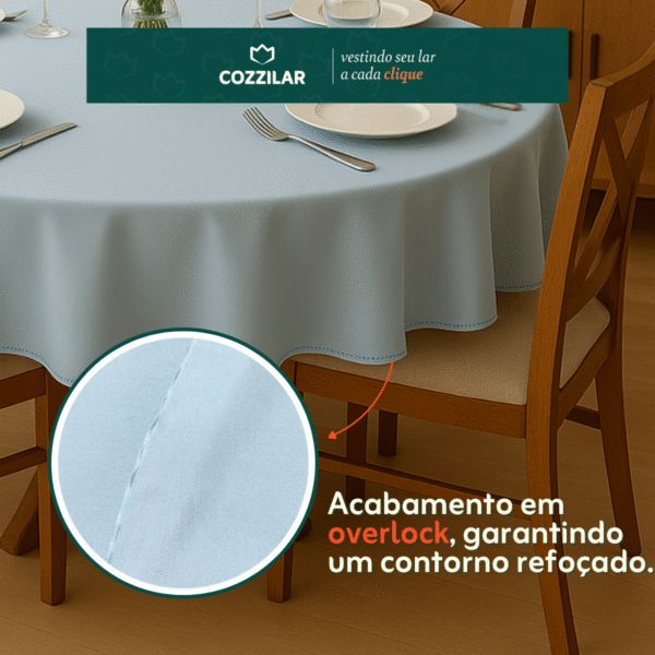 2 Toalhas de Mesa Redonda 1,40 x 1,40 - Azul Bebê - Imagem 3