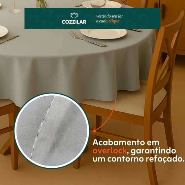 2 Toalhas de Mesa Redonda 1,40 x 1,40 - Cinza - Imagem 2