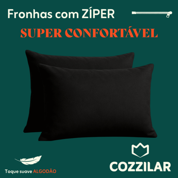 10 Fronha Avulsa Malha 100% Algodão - Preto - Imagem 3