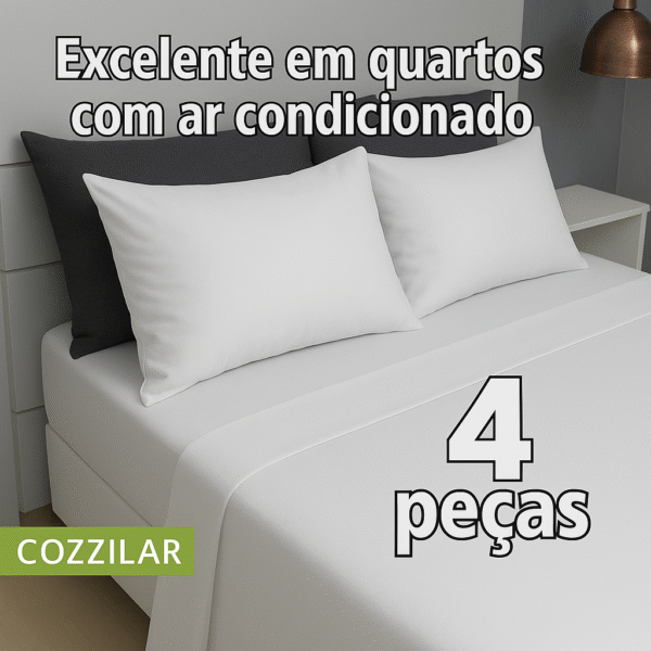 Jogo de Lençol Queen Emanuelly 4 Pçs Branco - Image 3