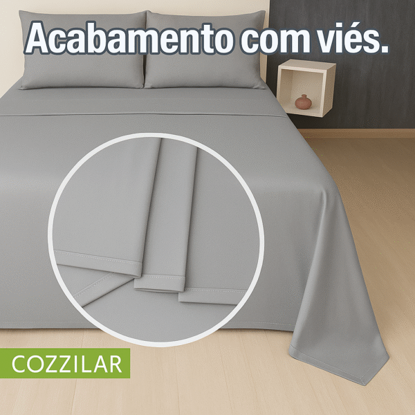 Jogo de Lençol Queen Emanuelly 4 Pçs Cinza - Image 3