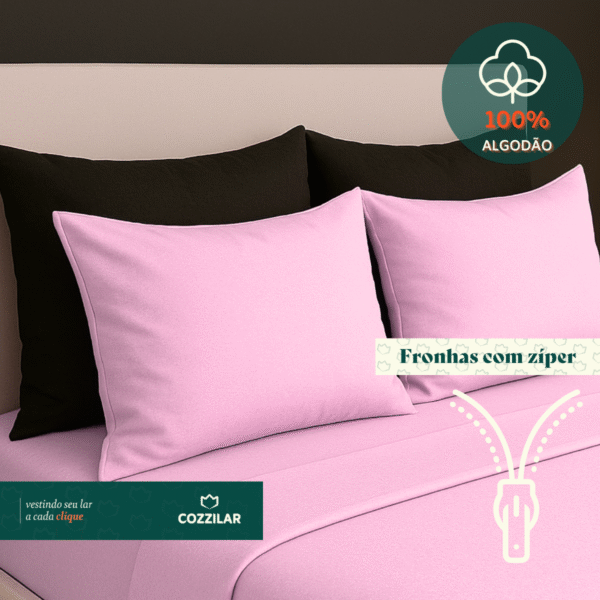 Jogo de Lençol Queen Emanuelly 4 Pçs Rosa Bebê - Image 3