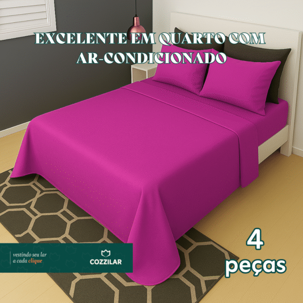 Jogo de Lençol Queen Emanuelly 4 Pçs Pink - Image 2