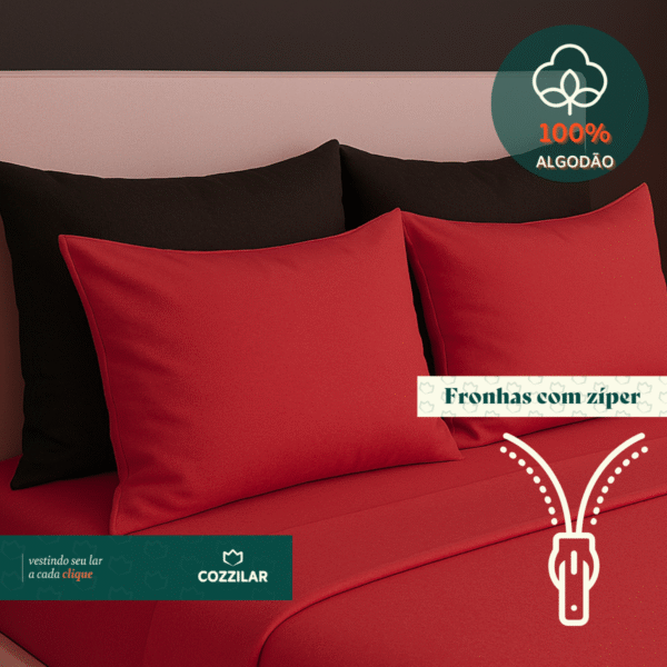 Jogo de Lençol Queen Emanuelly 4 Pçs Vermelho - Image 3