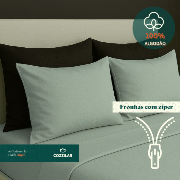Jogo de Lençol Queen Emanuelly 4 Pçs Verde Menta - Image 2