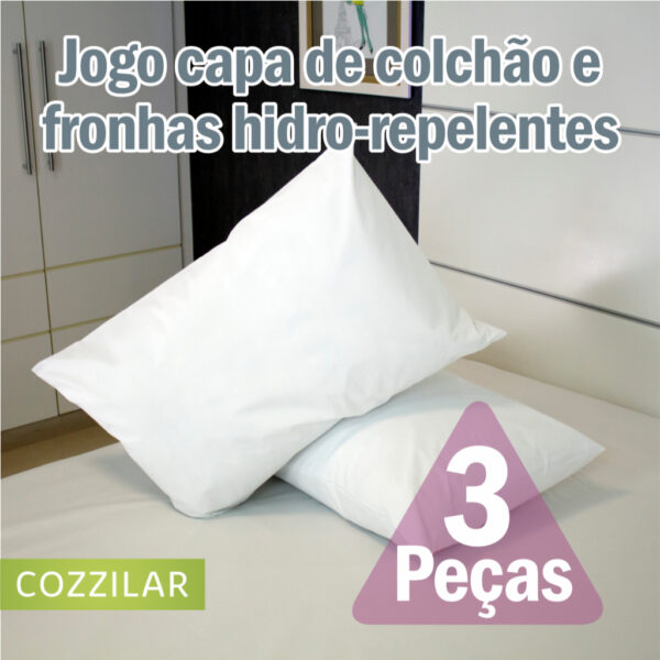 Jogo Capa Colchão Queen Impermeável Com Elástico e Fronha - Imagem 3