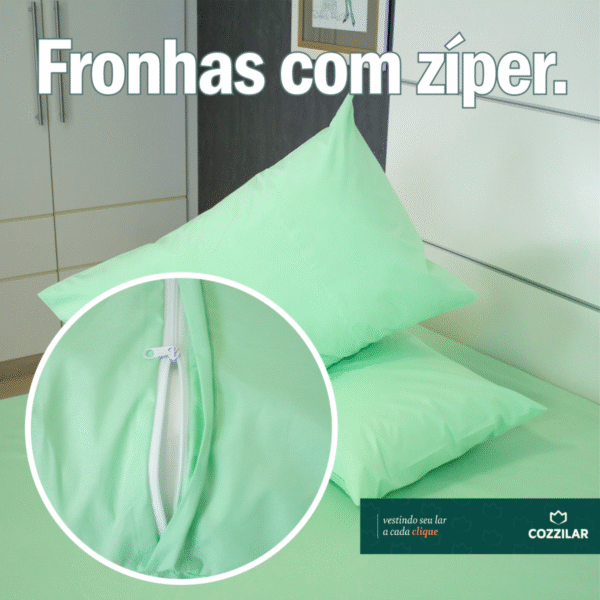 Fronha 200 Fios Lisa - Verde Bebê - Imagem 3
