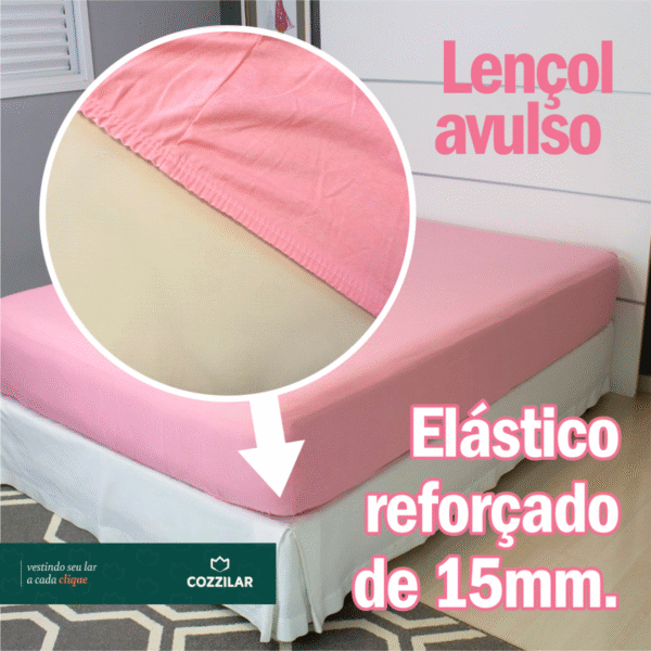Lençol King  Malha Avulso Com Elástico - Rosa Bebê - Imagem 3