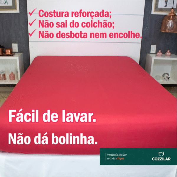 Lençol Solteiro Malha Avulso Com Elástico - Vermelho - Imagem 2