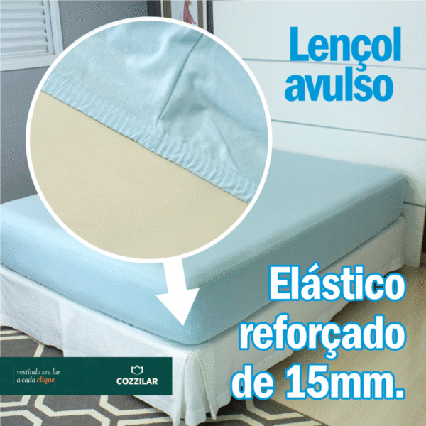 Lençol King Malha Avulso Com Elástico - Azul Bebê - Imagem 2