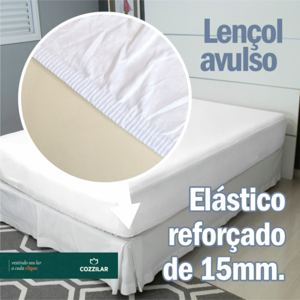 Lençol King Malha Avulso Com Elástico - Branco - Imagem 2