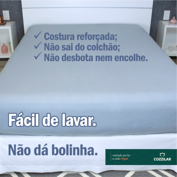 Lençol King Malha Avulso Com Elástico - Cinza - Imagem 3
