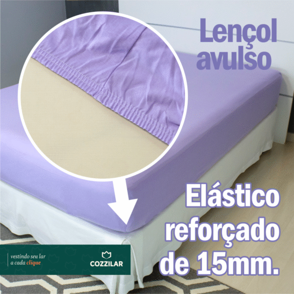 Lençol King Malha Avulso Com Elástico - Lilás - Imagem 2