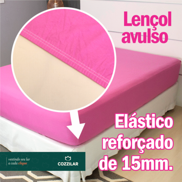 Lençol King Malha Avulso Com Elástico - Pink - Imagem 3
