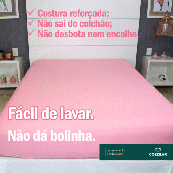 Lençol King  Malha Avulso Com Elástico - Rosa Bebê - Imagem 2