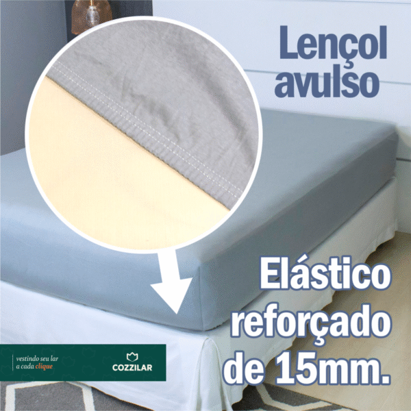 Lençol King Malha Avulso Com Elástico - Cinza - Imagem 2