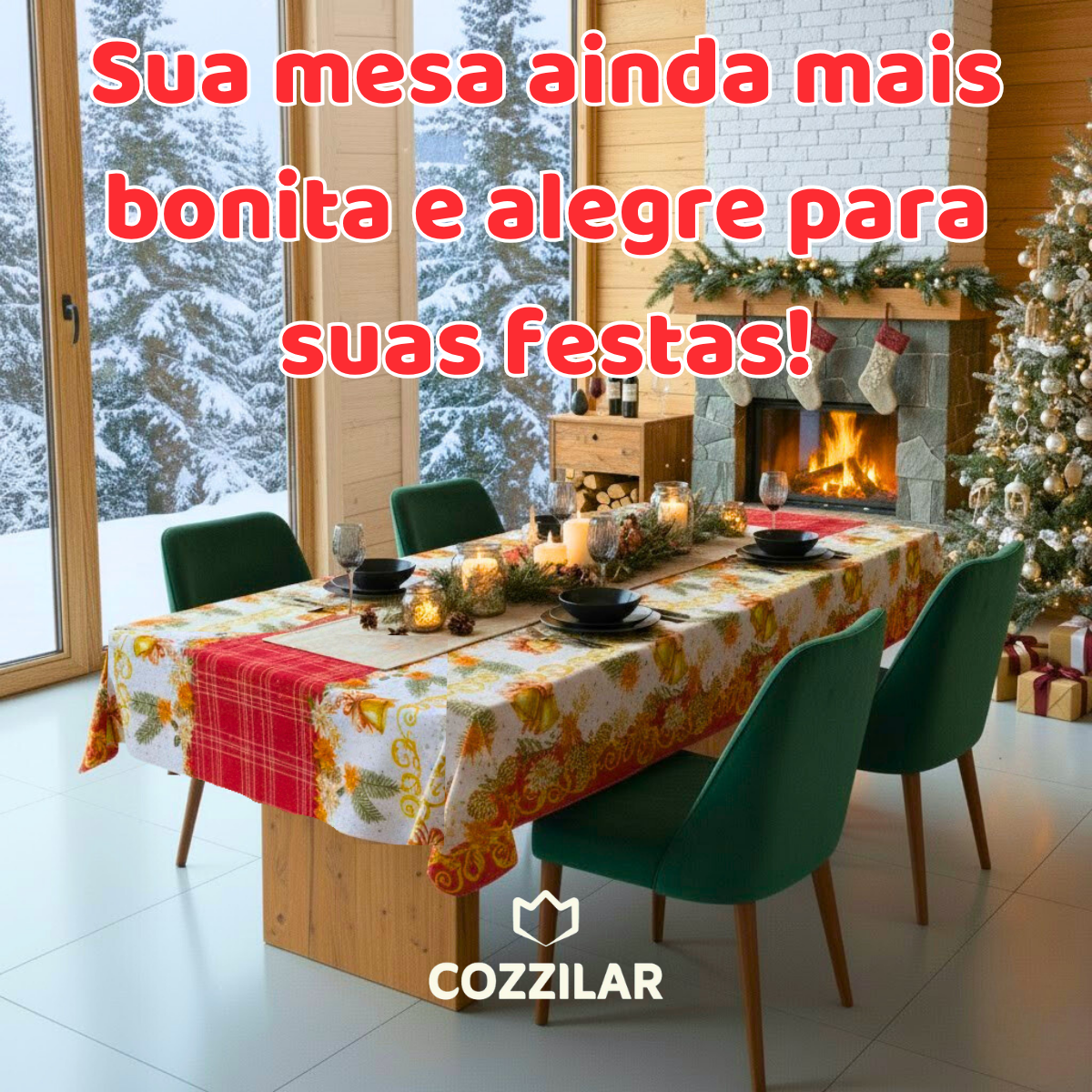 Toalha de Mesa Natal 4 Lugares - Imagem 2
