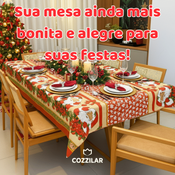 Toalha de Mesa Natal 6 Lugares Linhão - Imagem 2