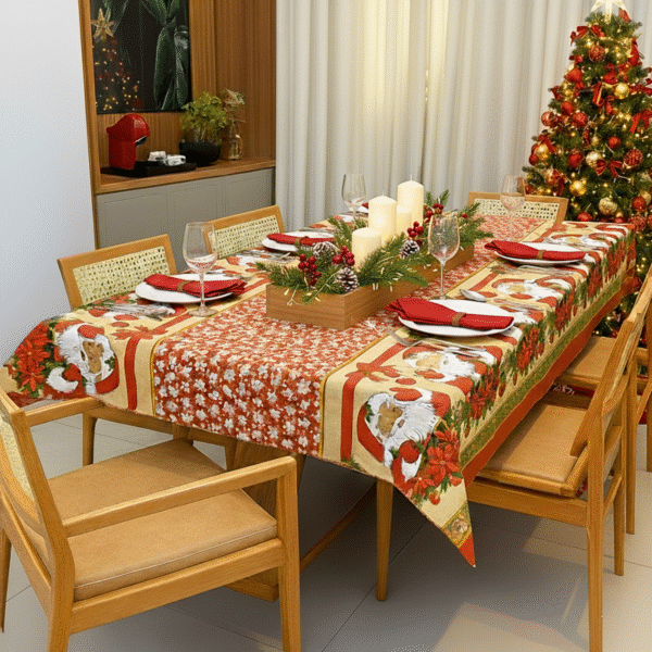 Toalha de Mesa Natal 6 Lugares Linhão
