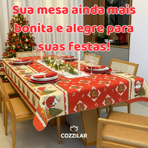 Toalha de Mesa Natal 6 Lugares Linhão - Imagem 3
