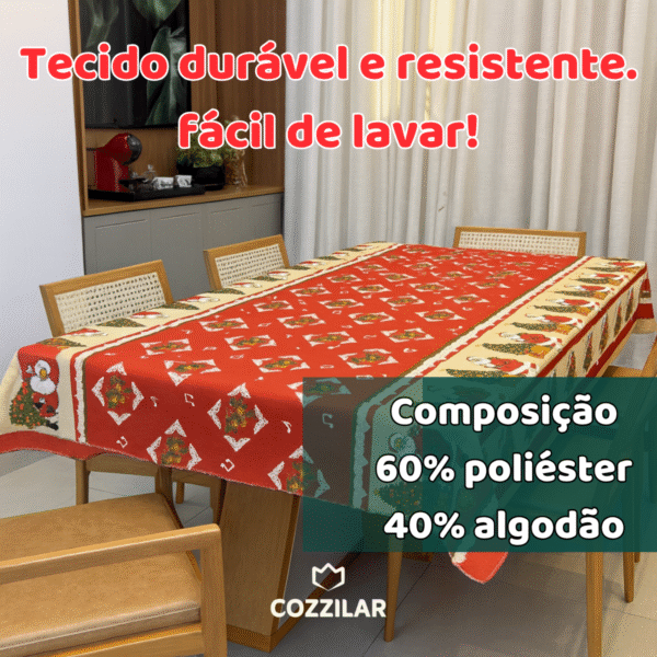 Toalha de Mesa Natal 6 Lugares Linhão - Imagem 2